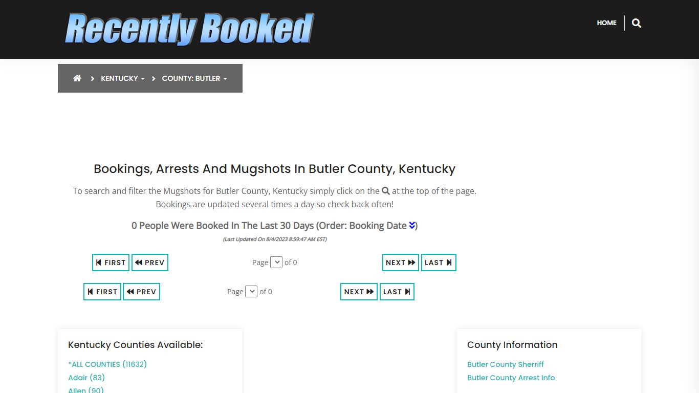 Bookings, Arrests and Mugshots in Butler County, Kentucky - Recently Booked